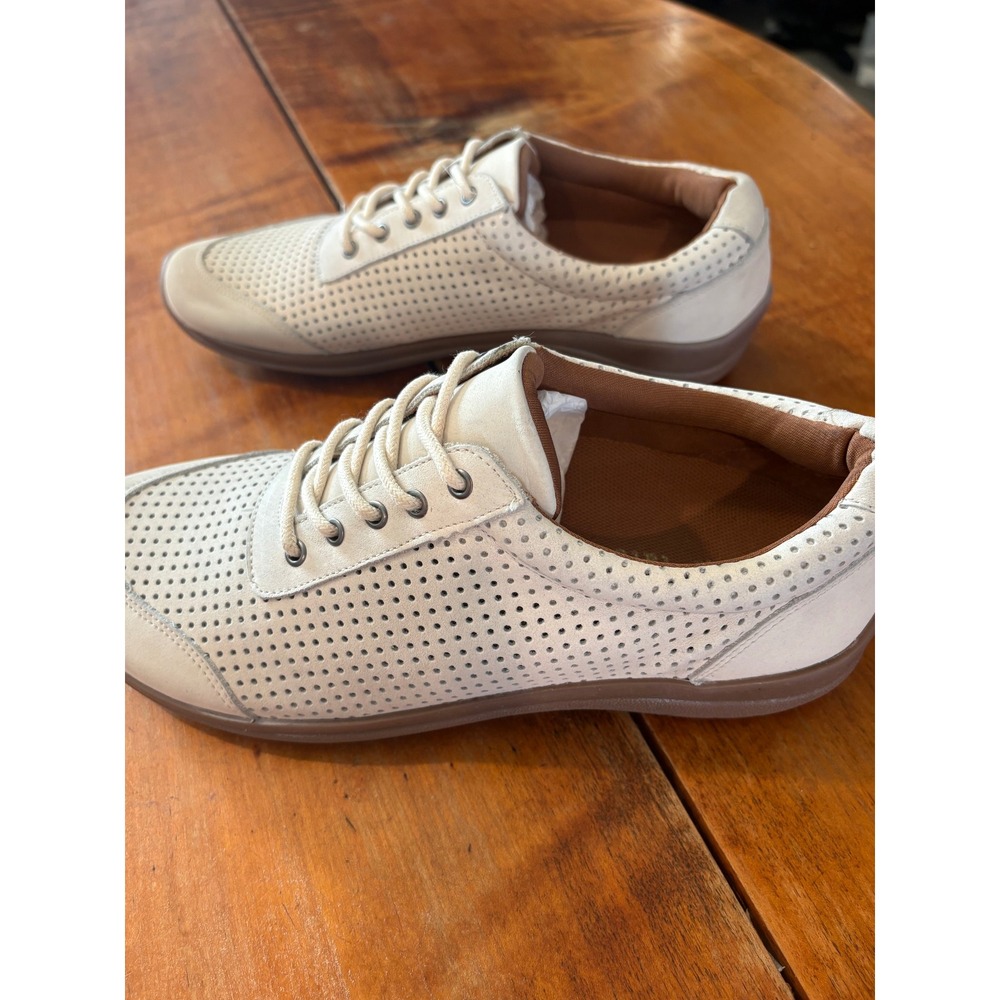 David Tate Sneakers Women's Off-White Perforated Leather Lace Up Comfort Shoes - Picture 7 of 7